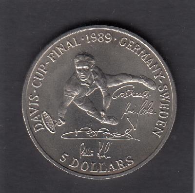 Beschrijving: 5 Dollar TENNIS DAVIS CUP